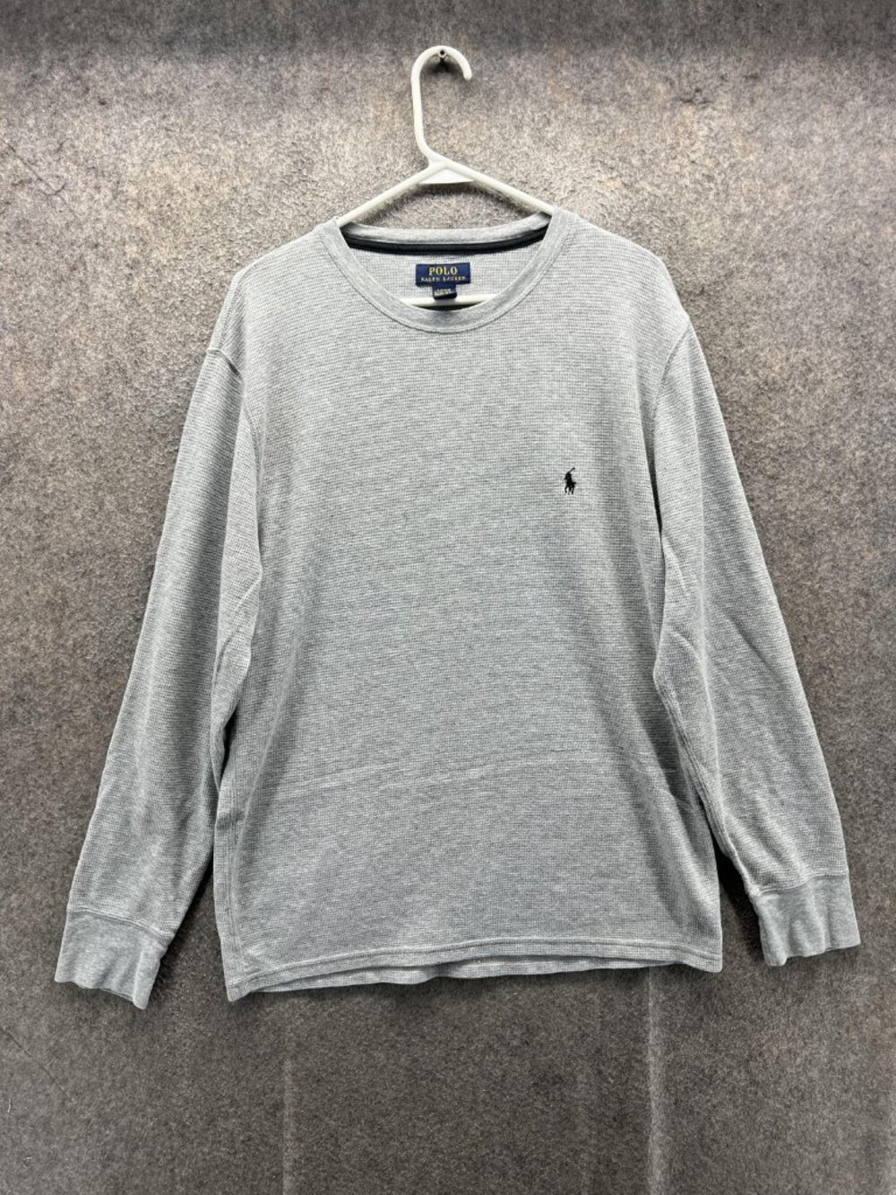 Polo Ralph Lauren Pajama Top Mens Large Gray Waffle Knit Sleepwear Thermal